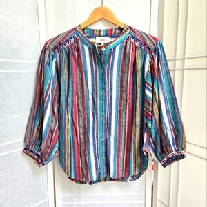 XiRENA rainbow stripes coton viscose blend blouse